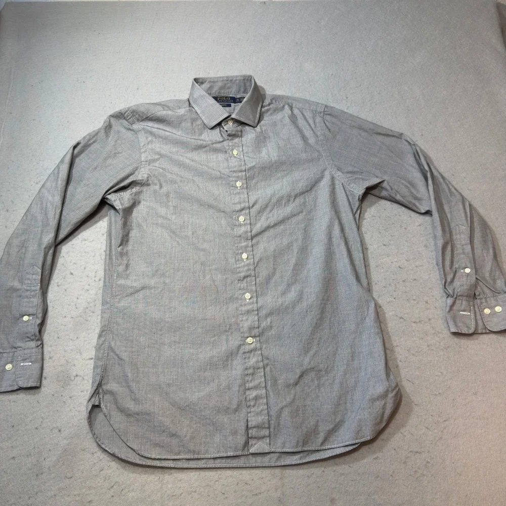 Polo Ralph Lauren Shirt Mens 16 34/35 Grey Excellent Slim Fit Cotton Button Down